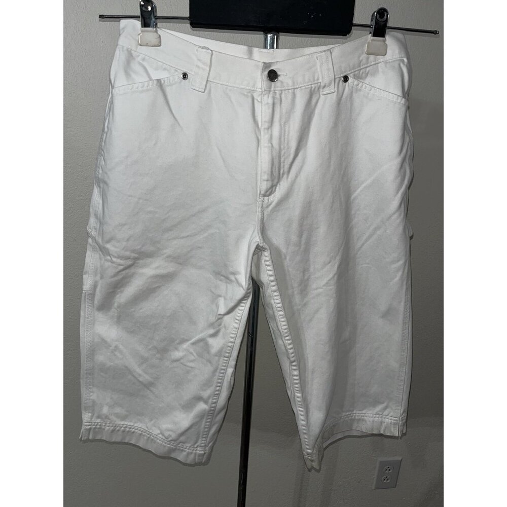 Lee White Riveted Capri Jean Women 14P 32X18 Denim